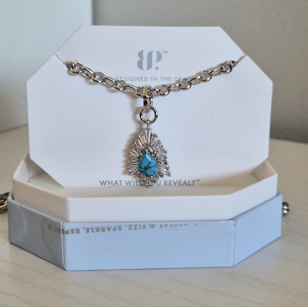 Turquoise and Silver Pendant Necklace